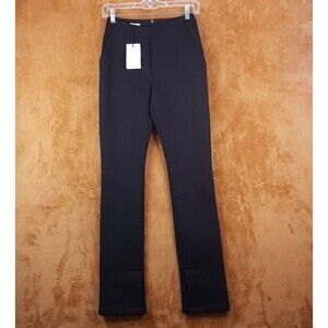 BEAUFILLE Pants Womens Size 0 Black Straight Leg Ankle Slit ALCOTT Trouser